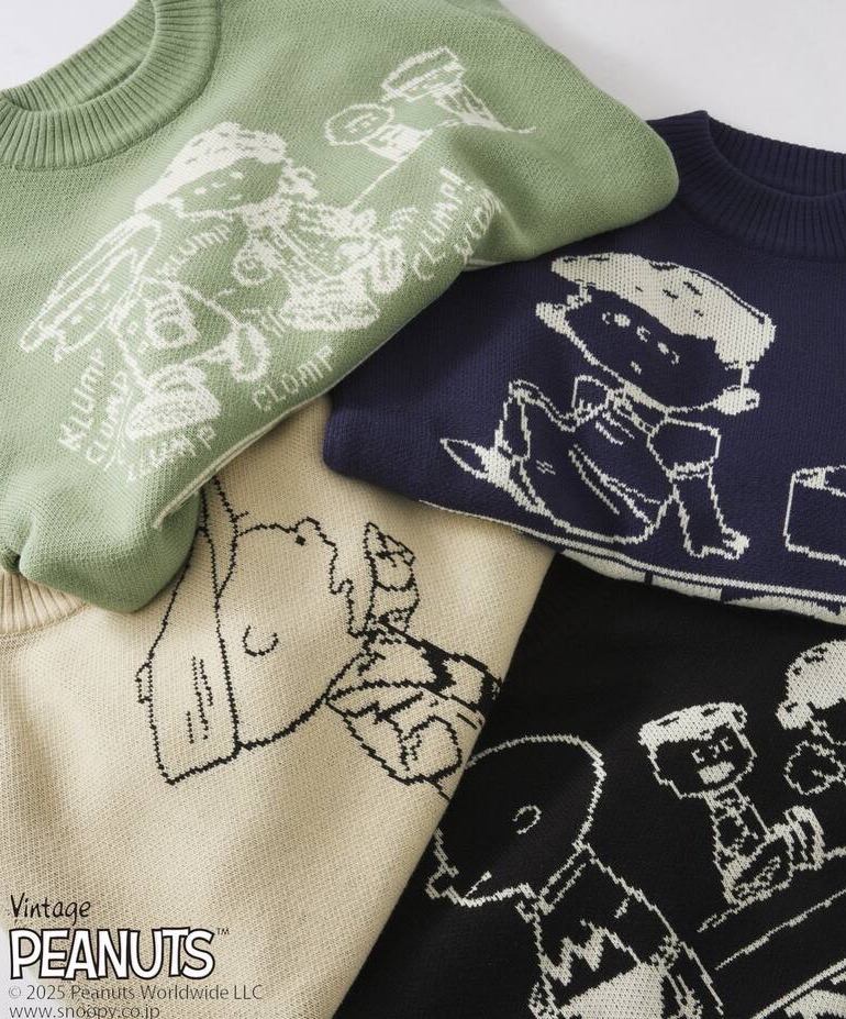 ピーナッツです PEANUTS / ピーナッツ 別注 ダブル ジャガードニット（可愛い